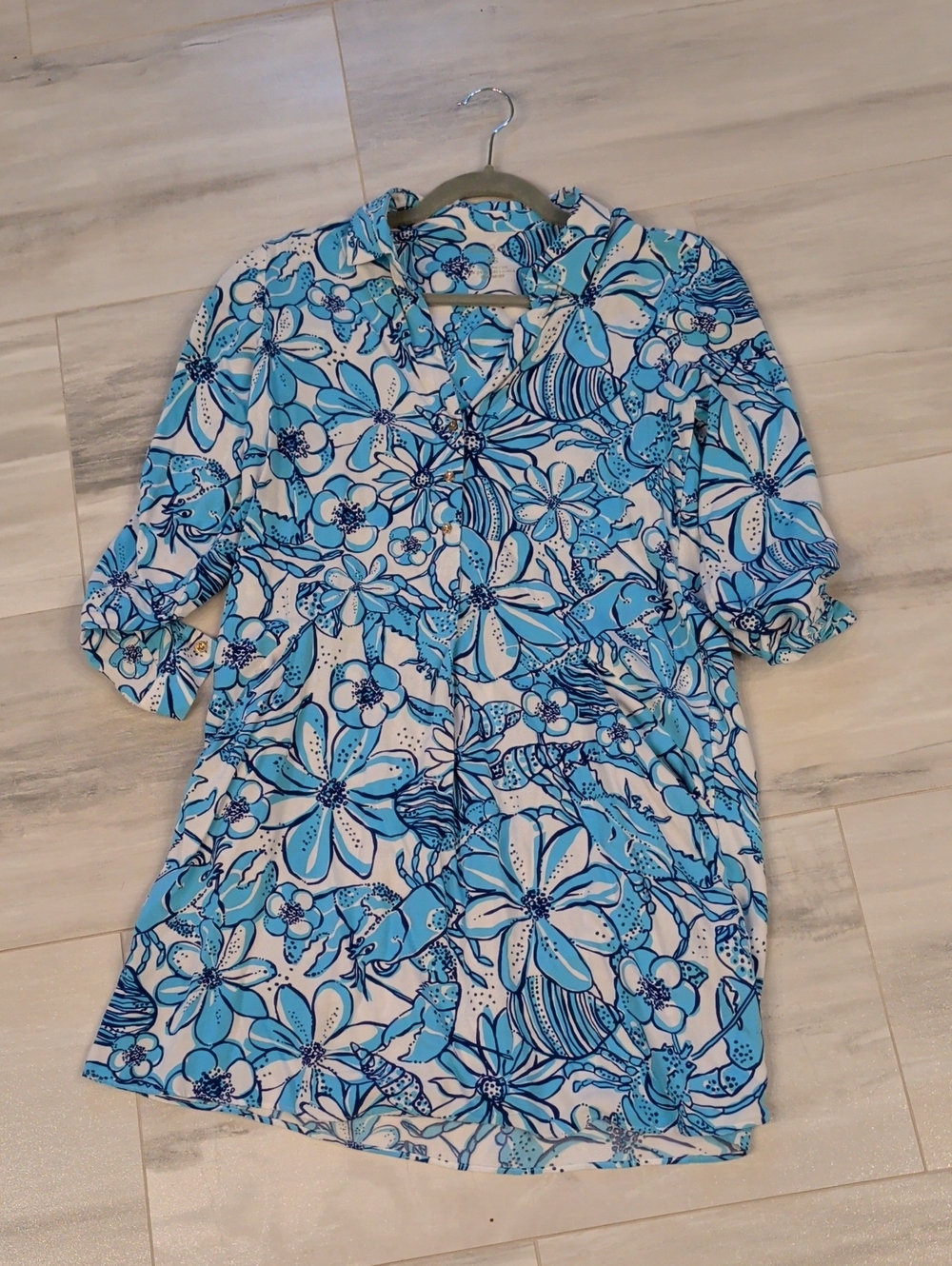 Lilly Pulitzer Lillith Tunic Dress in the blue "Pop Up Coronado Crab" print